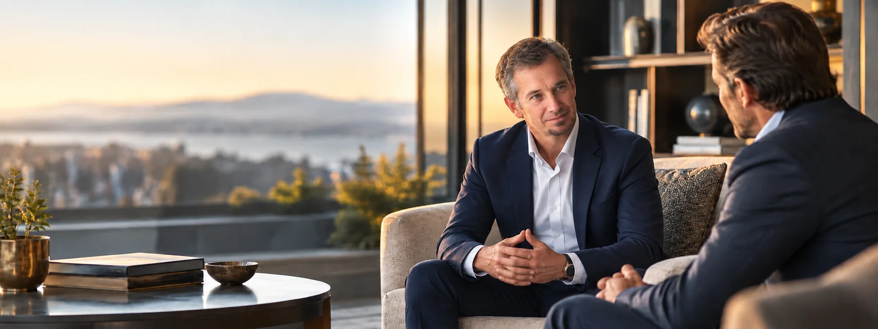 Two leaders in a candid, one-on-one coaching conversation